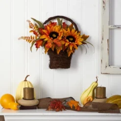 Nearly Natural 16-in Fall Sunflower Artificial Autumn Arrangement In Decorative Basket -Nearly Natural GUEST 004d2eb5 0c9a 4229 99c4 c19ef843bbe8