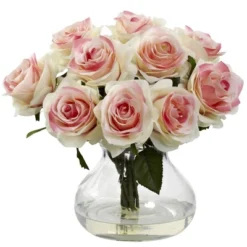 Nearly Natural 11-in Rose Arrangement With Vase -Nearly Natural GUEST 0552dd23 0e44 4f70 9aad 502193305642