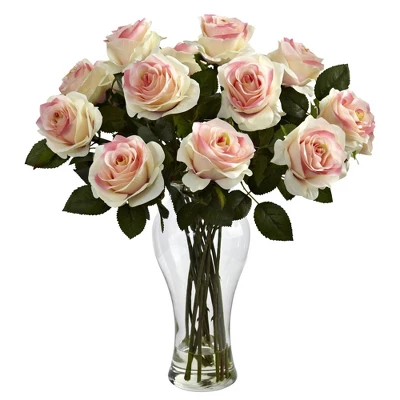 Nearly Natural 18-in Blooming Roses With Vase 5 Nearly Natural 18-in Blooming Roses With Vase - Image 3