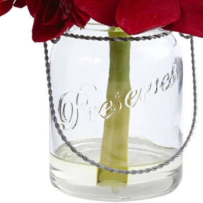 Amaryllis In Glass Vase (Set Of 2) - Nearly Natural 4 Amaryllis In Glass Vase (Set Of 2) - Nearly Natural - Image 2