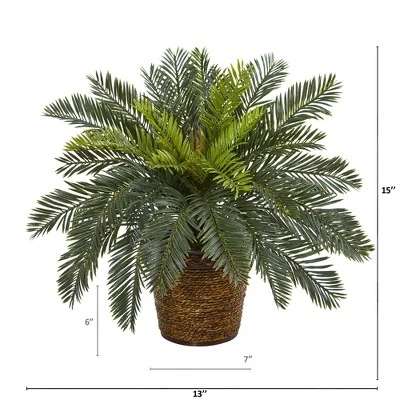 Nearly Natural 15-in Cycas Artificial Plant In Basket 3 Nearly Natural 15-in Cycas Artificial Plant In Basket
