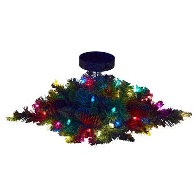Nearly Natural 16-in Flocked Artificial Christmas Pine Candelabrum With 35 Multicolored Lights And Pine Cones 4 Nearly Natural 16-in Flocked Artificial Christmas Pine Candelabrum With 35 Multicolored Lights And Pine Cones - Image 2