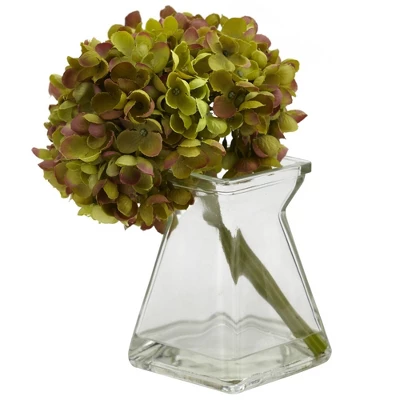 Set Of 3 Artificial Hydrangea Plant In Glass Vase - Nearly Natural 5 Set Of 3 Artificial Hydrangea Plant In Glass Vase - Nearly Natural - Image 3