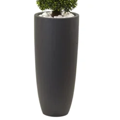 50" Boxwood Topiary With Gray Cylindrical Planter - Nearly Natural -Nearly Natural GUEST 1c0c4b14 1de8 47a7 bb50 094f0367678d