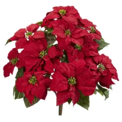 Nearly Natural 24” Poinsettia Artificial Plant (Set Of 2)
