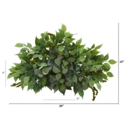 Nearly Natural 20-in Mixed Ficus And Fittonia Artificial Ledge Plant