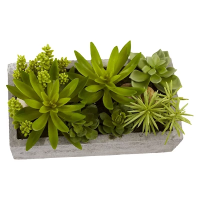 Nearly Natural Succulent Garden With Concrete Planter 3 Nearly Natural Succulent Garden With Concrete Planter