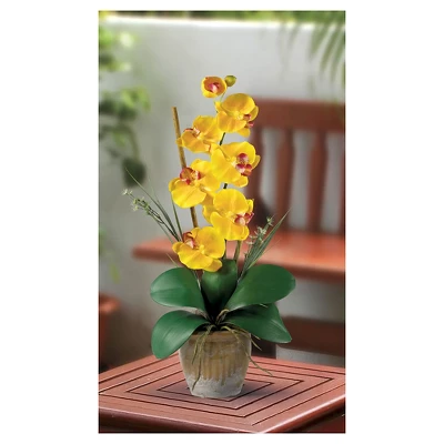 Nearly Natural Phalaenopsis Silk Orchid Flower Arrangement Yellow 3 Nearly Natural Phalaenopsis Silk Orchid Flower Arrangement Yellow