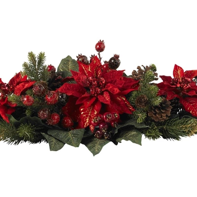 Poinsettia & Berry Centerpiece - Nearly Natural 5 Poinsettia & Berry Centerpiece - Nearly Natural - Image 3