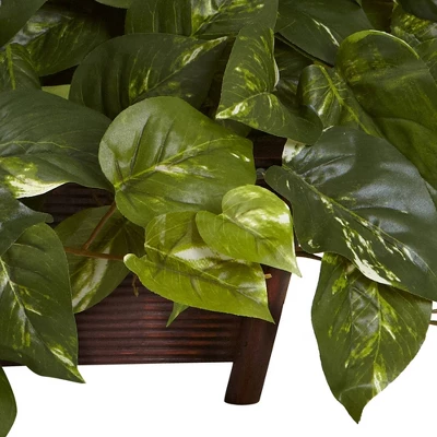Nearly Natural Pothos With Rectangle Decorative Planter 4 Nearly Natural Pothos With Rectangle Decorative Planter - Image 2