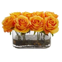 Nearly Natural 5.5-in Blooming Roses In Glass Vase Artificial Arrangement -Nearly Natural GUEST 406924d3 b582 4e32 8cff 32c161793c7f