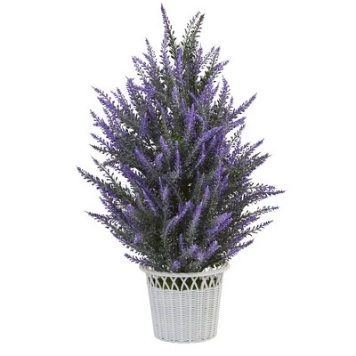 Nearly Natural 22-in Lavender In White Planter Artificial Plant 3 Nearly Natural 22-in Lavender In White Planter Artificial Plant