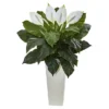 Nearly Natural 3-ft Spathiphyllum Artificial Plant In White Tower Planter -Nearly Natural GUEST 4acda4a0 52a3 4a1f 89ae 17f699ad7e4f