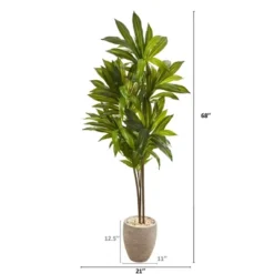 Nearly Natural 68-in Dracaena Artificial Plant In Sand Colored Planter (Real Touch)