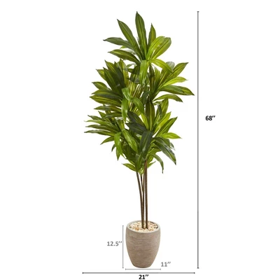 Nearly Natural 68-in Dracaena Artificial Plant In Sand Colored Planter (Real Touch) 3 Nearly Natural 68-in Dracaena Artificial Plant In Sand Colored Planter (Real Touch)
