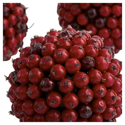 Nearly Natural Set Of 6 Red Berry Ball Red (5") 4 Nearly Natural Set Of 6 Red Berry Ball Red (5") - Image 3