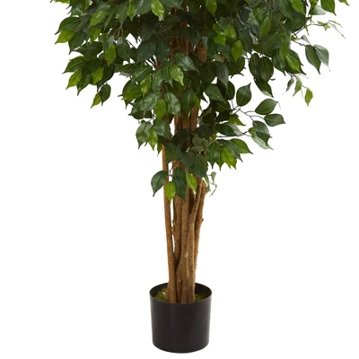 66" Artificial Ficus Tree In Pot Black - Nearly Natural 4 66" Artificial Ficus Tree In Pot Black - Nearly Natural - Image 2