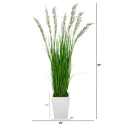 Nearly Natural 64-in Wheat Grass Artificial Plant In White Metal Planter