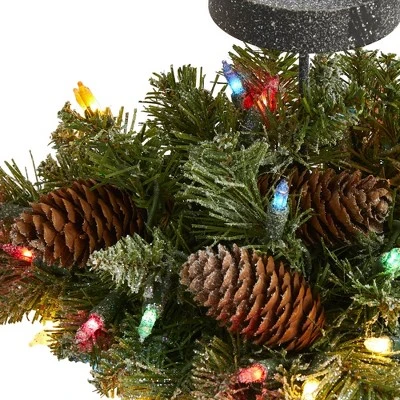 Nearly Natural 16-in Flocked Artificial Christmas Pine Candelabrum With 35 Multicolored Lights And Pine Cones 5 Nearly Natural 16-in Flocked Artificial Christmas Pine Candelabrum With 35 Multicolored Lights And Pine Cones - Image 3