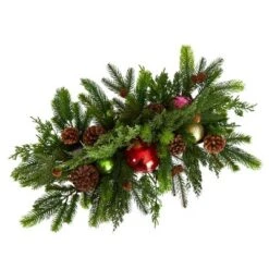 Nearly Natural 24-in Cedar Pine, Pinecones And Ornaments Artificial Christmas Arrangement In Tin Vase -Nearly Natural GUEST 59d18e0e fd3c 4673 9136 a5c98265aaaf