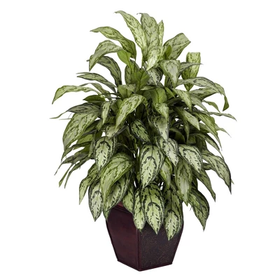 Nearly Natural Silver Queen W/Decorative Planter Silk Plant 38" 3 Nearly Natural Silver Queen W/Decorative Planter Silk Plant 38"