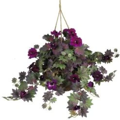 Nearly Natural 24-in Morning Glory Hanging Basket Silk Plant