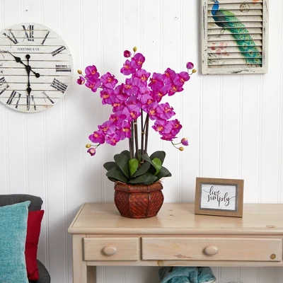 31" X 28" Artificial Phalaenopsis Orchid Arrangement In Vase Purple - Nearly Natural 4 31" X 28" Artificial Phalaenopsis Orchid Arrangement In Vase Purple - Nearly Natural - Image 2