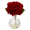 12" X 8" 3pc Artificial Red Hydrangea With Glass Vase - Nearly Natural -Nearly Natural GUEST 6ecf515a fd79 45ae 9518 7dbb77fa8eda