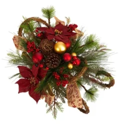 Nearly Natural 18-in Christmas Sleigh With Poinsettia, Berries And Pinecone Artificial Arrangement With Ornaments 9 Nearly Natural 18-in Christmas Sleigh With Poinsettia, Berries And Pinecone Artificial Arrangement With Ornaments -Nearly Natural GUEST 7132bcde 3fd7 47c6 b100 4639af5de64b