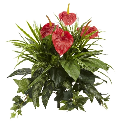 Nearly Natural 24-in Mixed Anthurium Artificial Plant (Set Of 2) 3 Nearly Natural 24-in Mixed Anthurium Artificial Plant (Set Of 2)