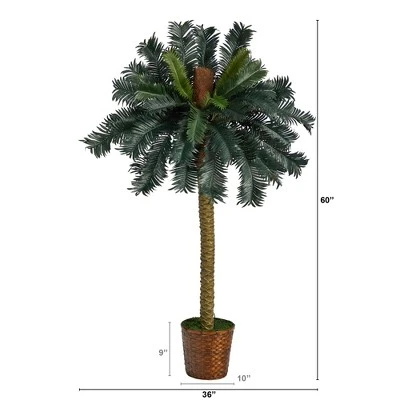 Nearly Natural 5-ft Sago Palm Artificial Tree In Basket 3 Nearly Natural 5-ft Sago Palm Artificial Tree In Basket