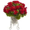 Geranium Artificial Plant With Metal Planter Red - Nearly Natural -Nearly Natural GUEST 83de76f0 7b44 4159 8bf4 7ba6445b1138