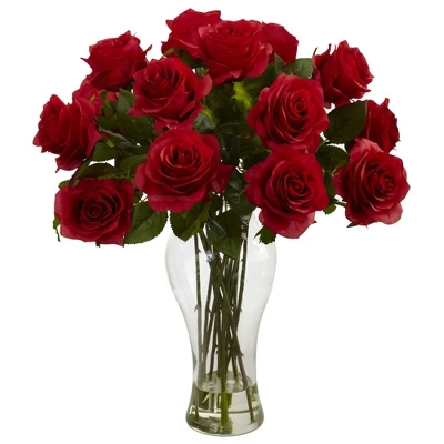 Nearly Natural 18-in Blooming Roses With Vase 9 Nearly Natural 18-in Blooming Roses With Vase - Image 7