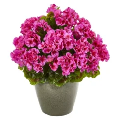 Nearly Natural 17-in Geranium Artificial Plant UV Resistant (Indoor/Outdoor)