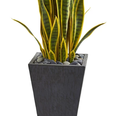 42" X 12" Artificial Sansevieria Plant In Slate Planter Gray - Nearly Natural 4 42" X 12" Artificial Sansevieria Plant In Slate Planter Gray - Nearly Natural - Image 2