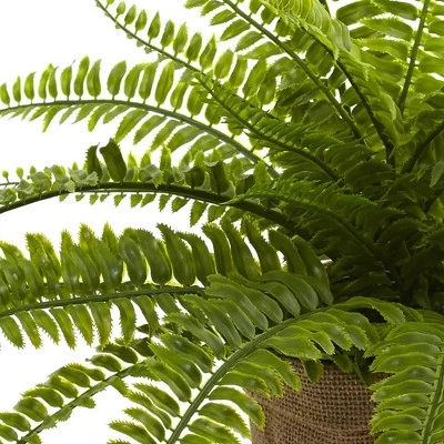 Boston Fern Plants In Burlap Planters Set Of 2 - Nearly Natural 4 Boston Fern Plants In Burlap Planters Set Of 2 - Nearly Natural - Image 2