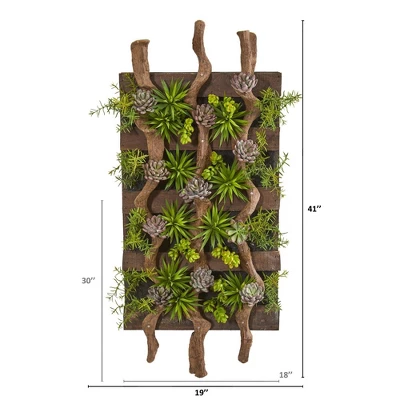Nearly Natural 41-in X 19-in Mixed Succulent Artificial Living Wall 3 Nearly Natural 41-in X 19-in Mixed Succulent Artificial Living Wall