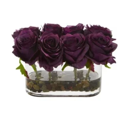 Nearly Natural 5.5-in Blooming Roses In Glass Vase Artificial Arrangement -Nearly Natural GUEST 992245e7 1d9f 437c be91 93214e35c82f