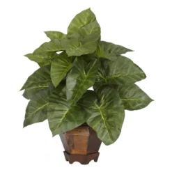 Nearly Natural 17-in Taro W/Vase Silk Plant