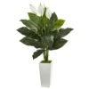 Nearly Natural 51-in Spathiphyllum Artificial Plant In White Tower Planter -Nearly Natural GUEST ab5d2cab d161 4dfe 8771 3d977945f99e