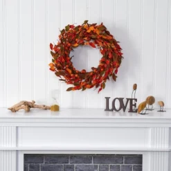 Nearly Natural 20” Harvest Leaf And Mini Pumpkin Artificial Wreath -Nearly Natural GUEST ae62506b 4a9b 4b8b b3d0 9973577d4471