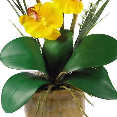Nearly Natural Phalaenopsis Silk Orchid Flower Arrangement Yellow 4 Nearly Natural Phalaenopsis Silk Orchid Flower Arrangement Yellow - Image 2