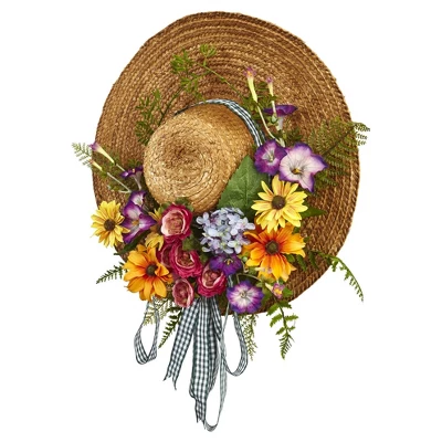 Mixed Flower Hat Wreath - Nearly Natural 4 Mixed Flower Hat Wreath - Nearly Natural - Image 2