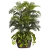 Nearly Natural 4.5' Double Areca W/Vase & Pothos Silk Plant