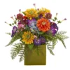 Nearly Natural 14-in Mixed Floral Artificial Arrangement In Green Vase 2 Nearly Natural 14-in Mixed Floral Artificial Arrangement In Green Vase -Nearly Natural GUEST cab7b949 9530 450c bdc4 3829665598c9
