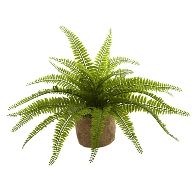 Boston Fern Plants In Burlap Planters Set Of 2 - Nearly Natural 3 Boston Fern Plants In Burlap Planters Set Of 2 - Nearly Natural