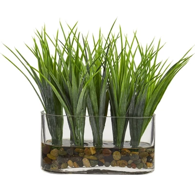 Nearly Natural 9-in Vanilla Grass Artificial Plant In Oval Vase 3 Nearly Natural 9-in Vanilla Grass Artificial Plant In Oval Vase