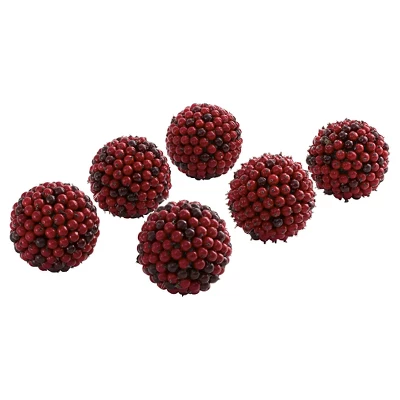 Nearly Natural Set Of 6 Red Berry Ball Red (5") 2 Nearly Natural Set Of 6 Red Berry Ball Red (5")