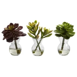 5.5" X 4" 3pc Artificial Succulent Arrangements Set - Nearly Natural