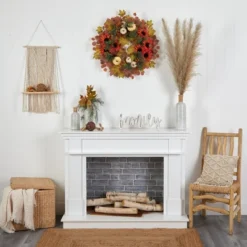 Nearly Natural 30” Fall Acorn, Sunflower, Berries And Autumn Foliage Artificial Wreath -Nearly Natural GUEST d84718a0 afdd 410e b0a3 23a67037e68c